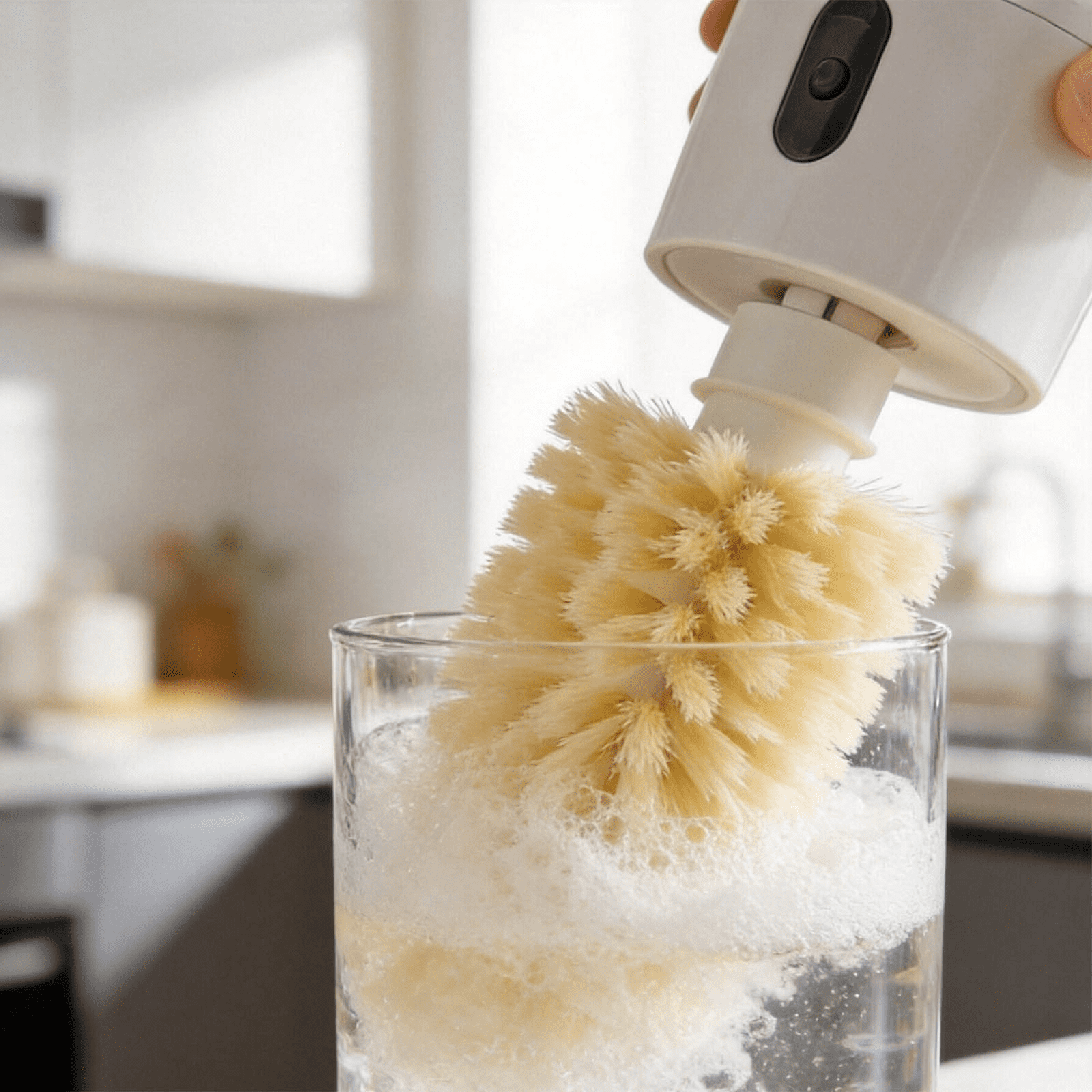 Electric Bottle Brush Cleaner Wall Mount, Automatic Bottle Scrubber for Cleaning, Long and Short Brush Head, Fits for Most Bottles and Cups