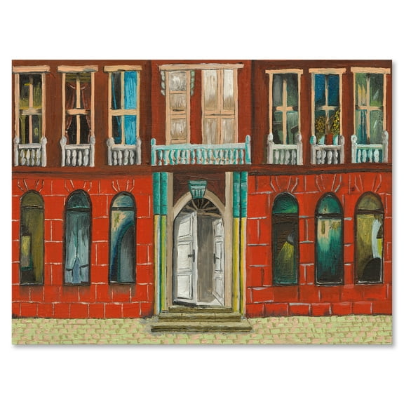 Designart ' Vintage Red Facade of Shop In Paris II ' French Country Canvas Wall Art Print