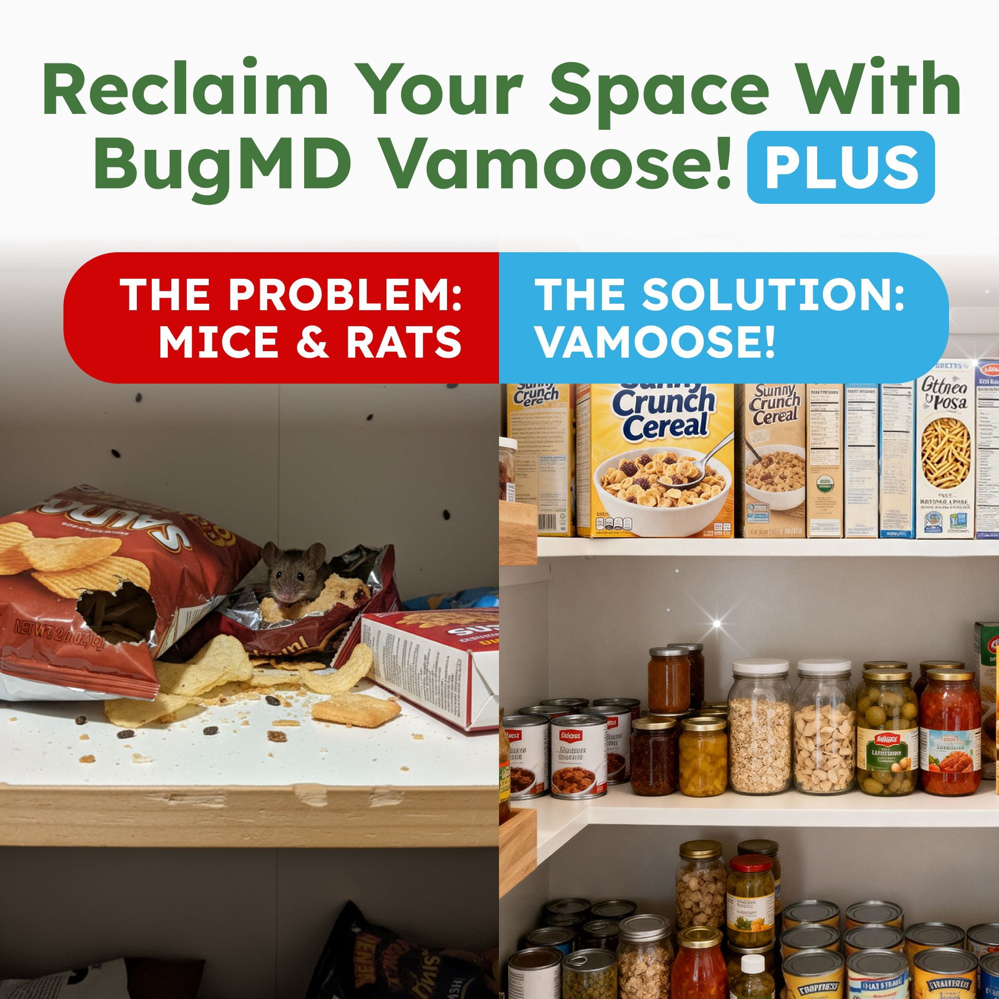 BugMD Vamoose! Plus Peppermint Oil Mouse Repellent Pouches | Natural Mice Repellent Indoor & Rat Deterrent for House, Garage, RV, Car & Storage | Plant-Powered Rodent Control - 1 Pack - 4 Pouches