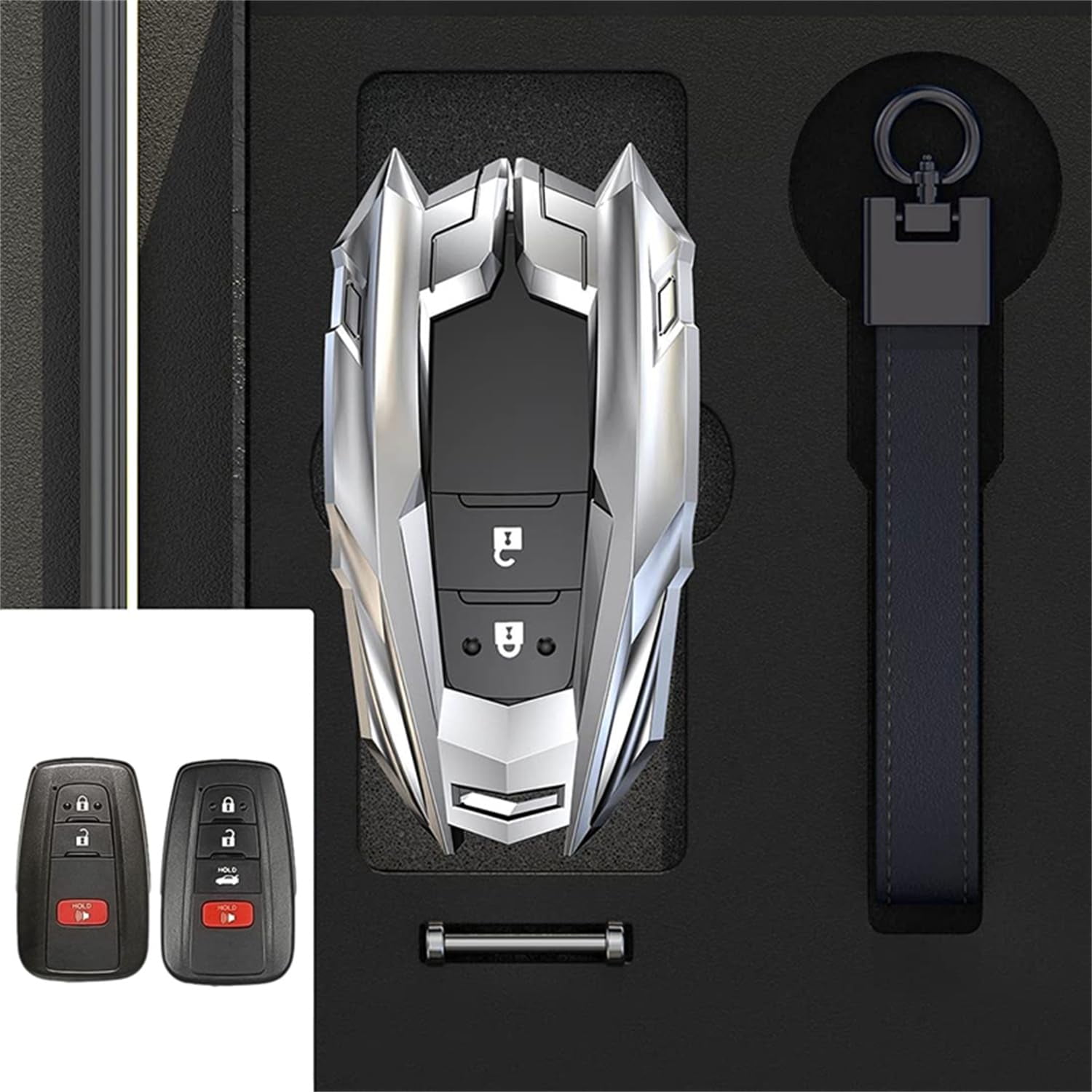 Zinc Alloy Metal Keyless Remote Key Fob Case Cover for Toyota Camry RAV4 Highlander C-HR Prius Corolla Avalon GT86