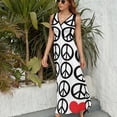 thumbnail image 6 of Peace Signs Heart Dress Summer Street Style Bohemia Long Dresses Female Sleeveless Printed Maxi Dress, 6 of 9