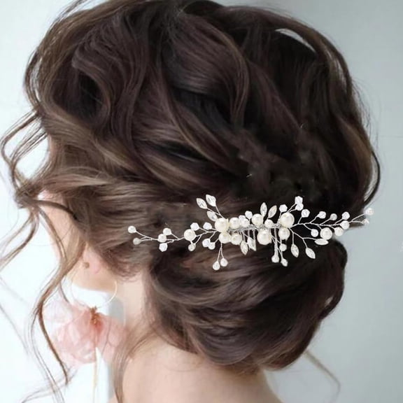 Crystal Wedding Hair Comb Sliver Rhinestone Headpieces Leaf Pearl Bride Hair Pieces Bridesmaid Side Hair Combs for Women and Bride