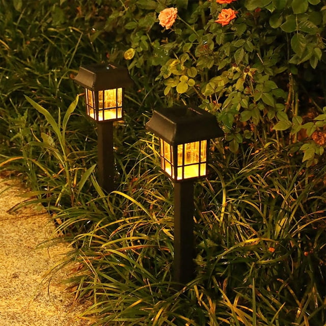 Farol de jardín con energía solar | Iluminación exterior automática para decoración de patios | Lámpara solar de plástico resistente al agua IP65