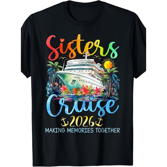 Women's Colorful Tropical Sisters Cruise 2026 T-Shirt