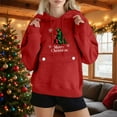 thumbnail image 2 of SwiftWear Women's Festive Christmas Print Hoodie Cozy Fleece Lined Pullover with Large Pocket, Oversized Holiday Hooded Sweatshirt Red, 2 of 3