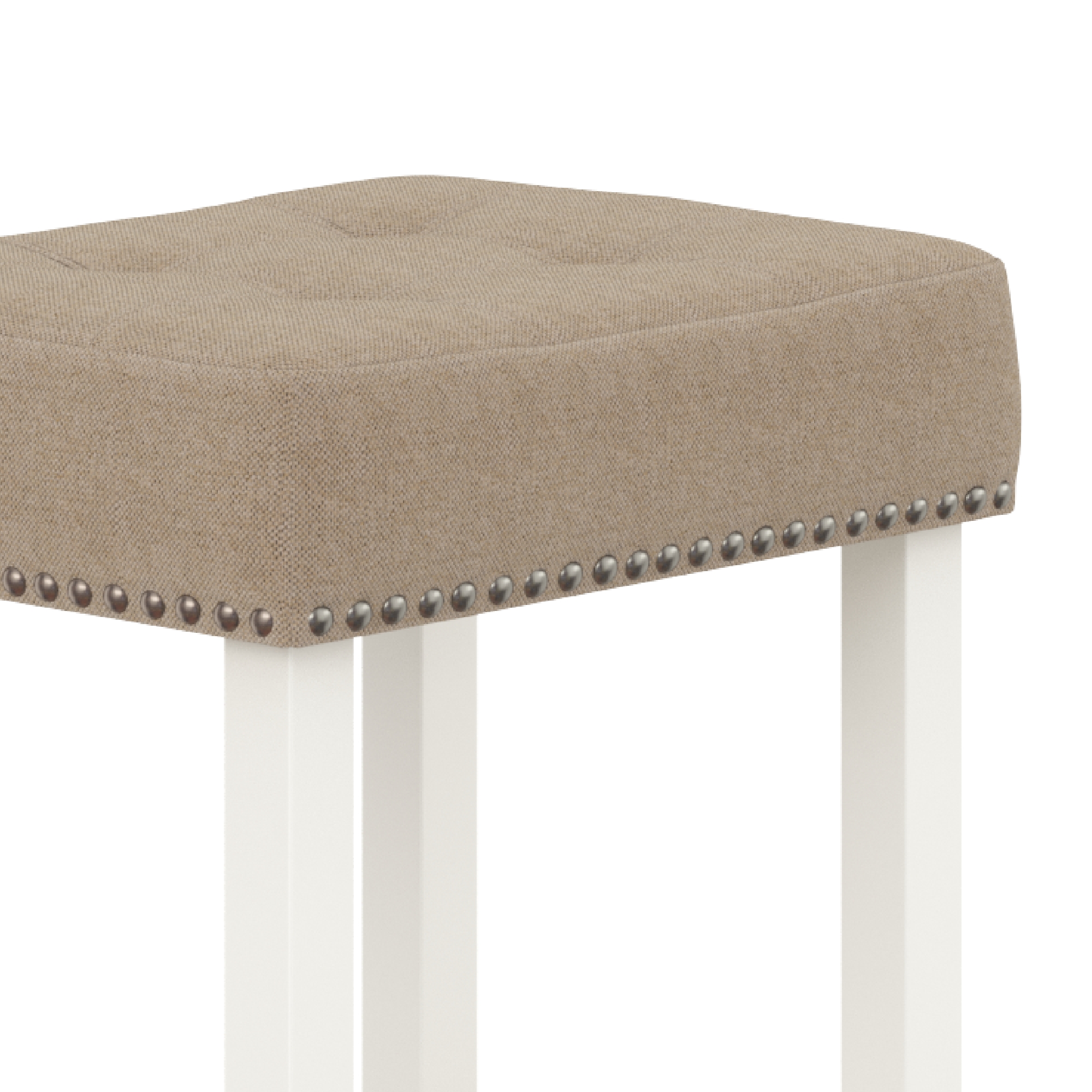 Nathan James Hylie Nailhead Wood Pub-Height Kitchen Counter Backless Bar Stool 29", Natural Flax/White