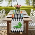 thumbnail image 4 of Table Runners 70 Inches Long Dress Scarves, St. Patrick's Day Farmhouse Coffee/Dining/Kitchen Table Decor, Holiday Table Runner, Spring Three Leaf Grass Truck Wood Plaid 13x70 Inch, 4 of 9