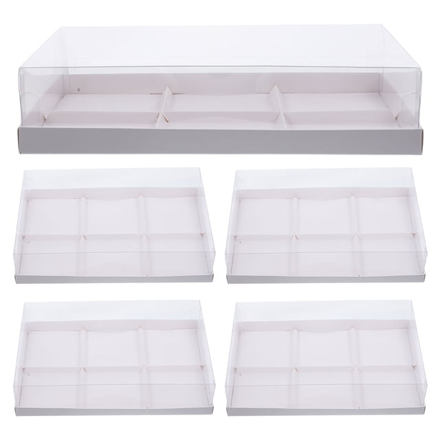 5 cajas transparentes para donuts, ideales para repostería. Cajas con compartimentos para pasteles, galletas y otros productos.
