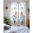 thumbnail image 3 of Blue Christmas Sheer Curtains 84 Inch Length 2 Panels Set for Living Room/Bedroom, Coffee Xmas Pine Cones Vintage Botanical Kitchen Curtains Grommet Semi-Sheer Curtains Window Treatments 42"x84"x2, 3 of 7