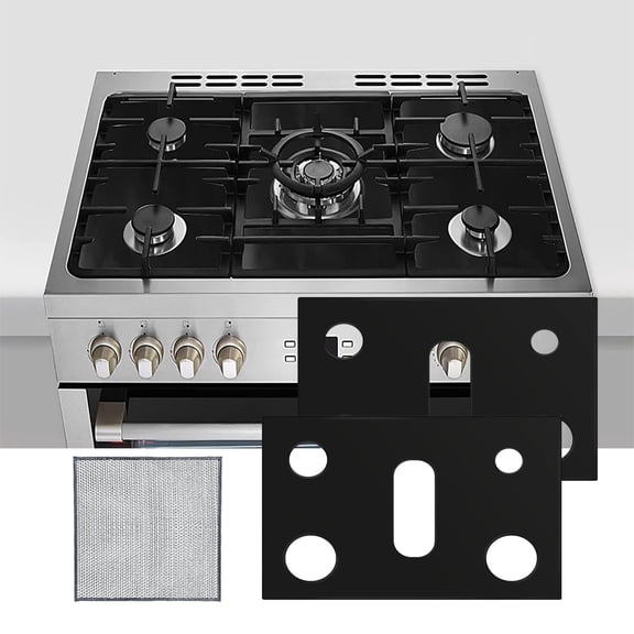 YuanShuo Gas Stove Burner Covers, Black, 2 Count, Cleaning Cloth Included