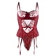 thumbnail image 1 of Gibobby Conjunto de lencería Sexy para Mujer con Cinturones de Liga Conjunto de Sujetador y Bragas de Encaje Sexy(Rojo, G), 1 of 4