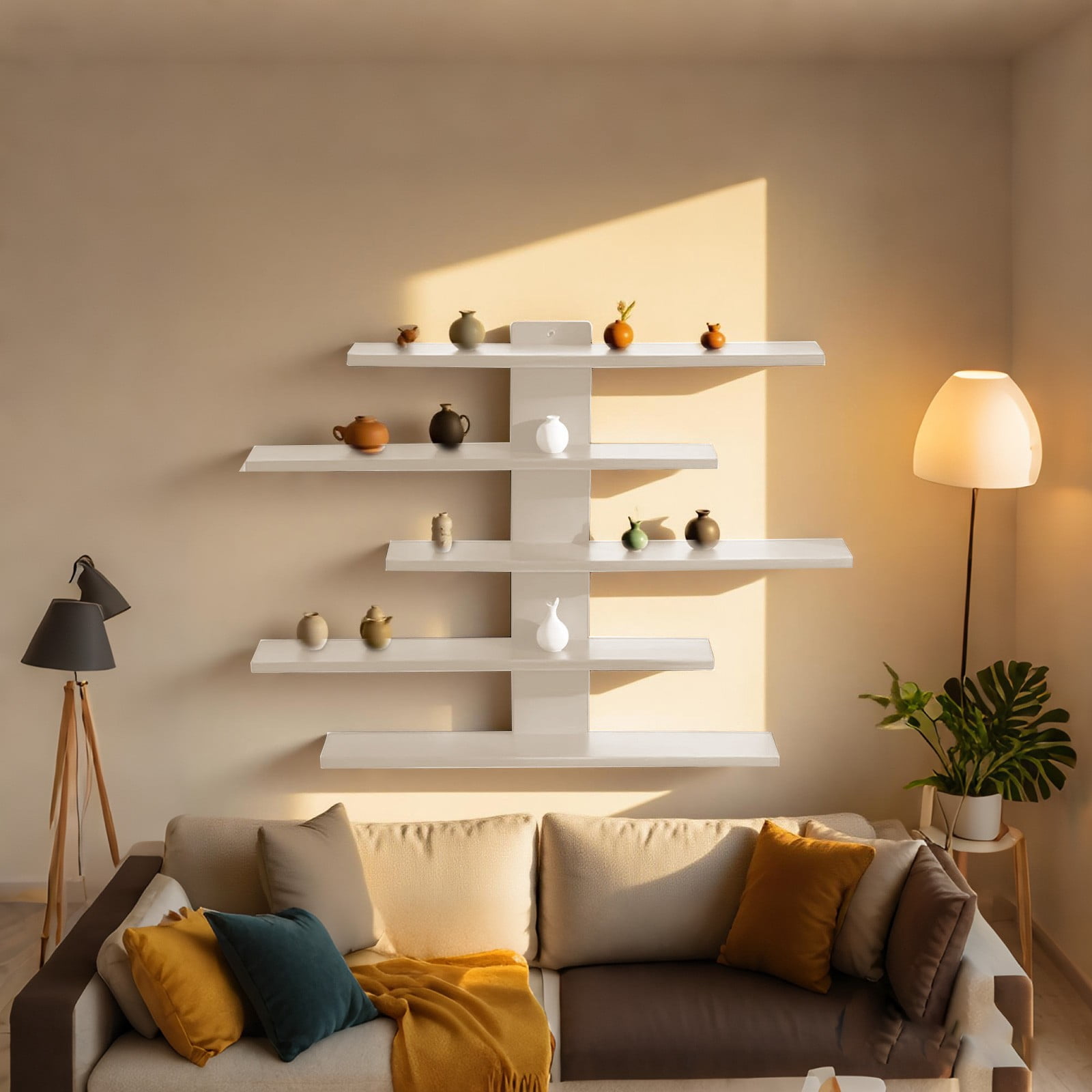 Floating Shelf for Wall Display - Wood Wall Mounted Shelf for Action Figures, Collectibles, Shot Glasses, Mini Decor & Toys - Small Display Rack for Bedroom, Living Room, Kids Room