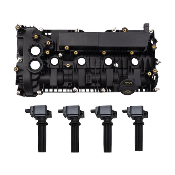 Ignition Coil and Valve Cover Kit 5 Piece - Compatible with 2017 - 2019 Ford Escape 2.0L 4-Cylinder 2018