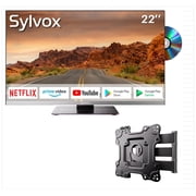 SYLVOX 22" Frameless RV TV with Wall Mount, 12 Volt TV with Built-in DVD Player, 1080P Google TV ATSC NTSC WiFi Bluetooth HDMI USB, AC/DC Powered, for RV Camper Van (Limo Series)