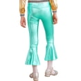 thumbnail image 6 of YONGHS Kids Girls Shiny Dance Trousers Ruffle Hem Bell-bottom Jazz High Waist Long Pants Lake Green 8, 6 of 7
