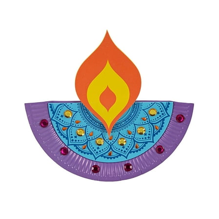 9 1/4" x 9 1/4" Diwali Candle Paper Plate Craft Kit - Makes 12