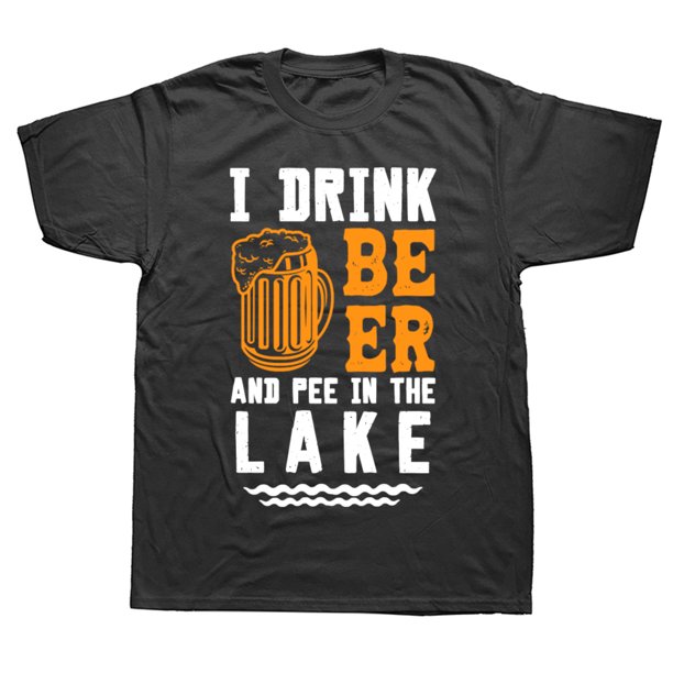 Camiseta gráfica divertida "Me orino en el lago" para amantes de la cerveza, camisetas casuales de moda para hombres y mujeres, camisetas de algodón para hombres y mujeres.