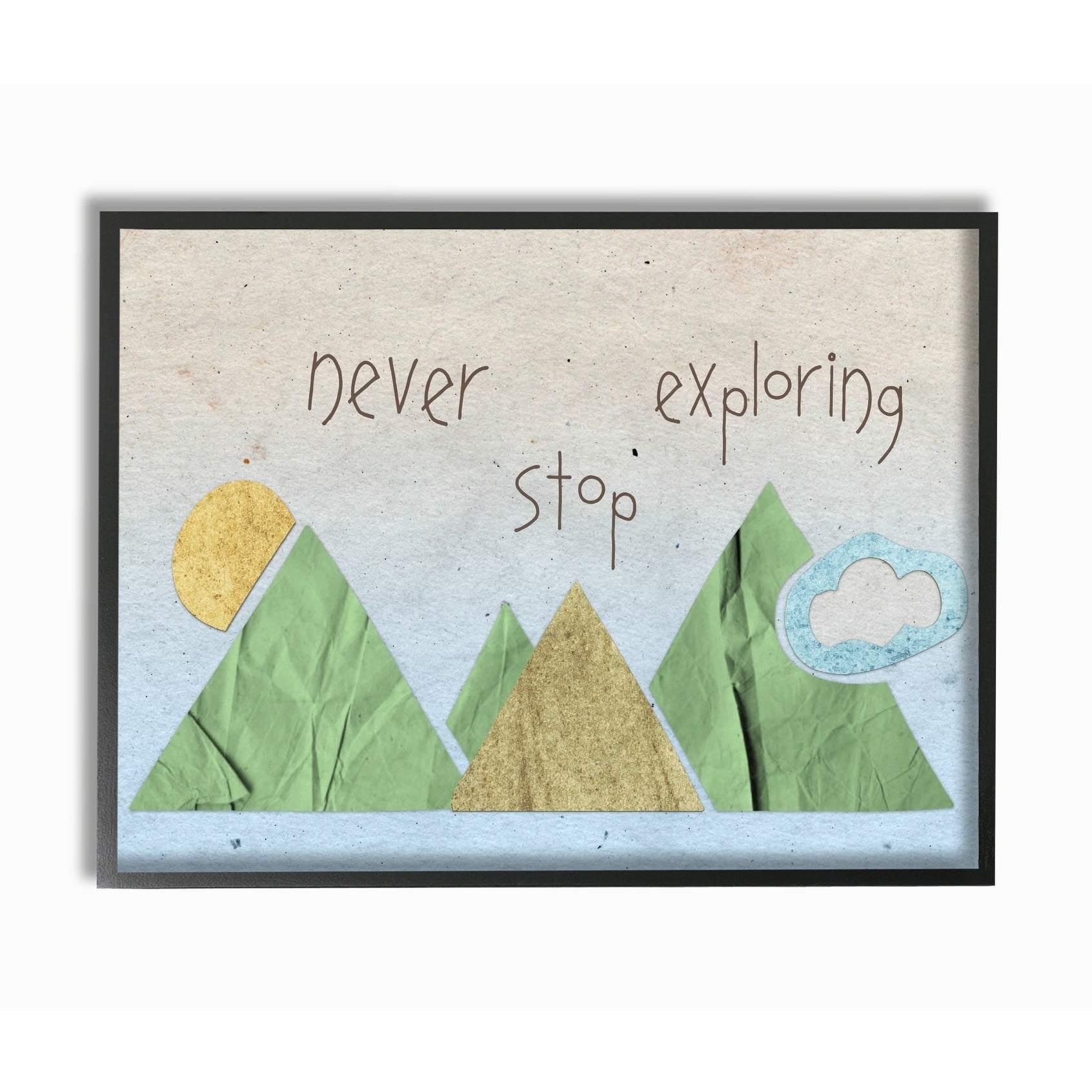 The Kids Room by Stupell Never Stop Exploring Mountain Collage Blue Framed Giclee Texturized Art, 11 x 1.5 x 14
