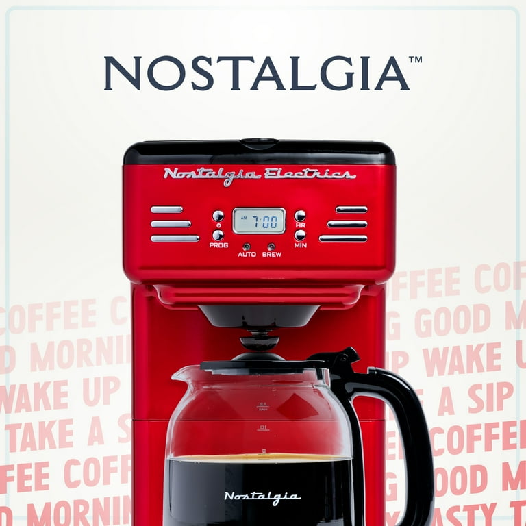 Nostalgia Retro Coffee Maker 12 Cup Programmable Vintage Coffee Machine Red