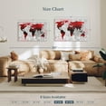 thumbnail image 4 of Elephant Stock Crimson World Map Wall Art - Horizontal Canvas Wall Art - Living Room Wall Decor - Map Canvas - Gray And Red Decor - 45" x 30", 4 of 8