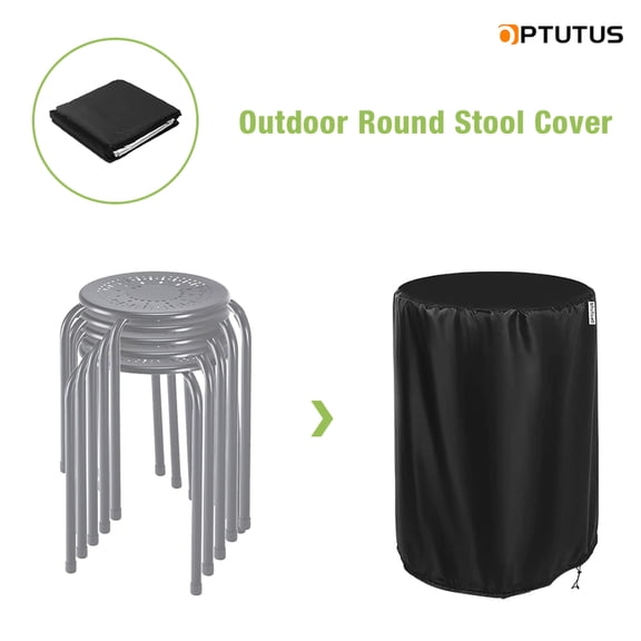 OPTUTUS Outdoor Round Stool Cover, Black Waterproof and Dustproof, UV, Snow, and Wind Resistant, Suitable for Home, Hotel, and Catering Use