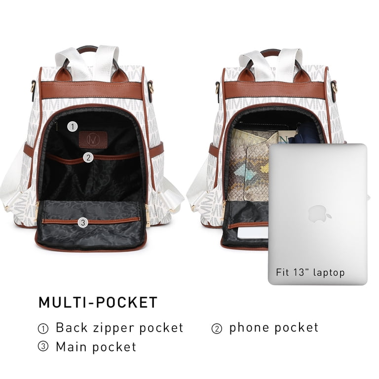 MKP Convertible Adults Faux Leather Backpack, Anti-Theft 