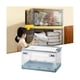 thumbnail image 3 of Caja de almacenamiento plegable, apilable, para papelería, caja de clasificación de joyas, organizador de contenedores, color verde lima, 3 of 5