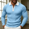 thumbnail image 2 of Kvture Men's Knit Golf Shirts Business Casual 1/4 Zip Collar Tshirt Summer Tee Long Sleeve Classic Color Block Tees Blue Pullover XXXL, 2 of 5