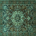 thumbnail image 1 of Ahgly Company Indoor Square Persian Turquoise Blue Traditional Area Rugs, 6' Square, 1 of 4