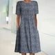 thumbnail image 1 of ICHUANYI Clearance Women's Summer Bohemian Print Short Sleeve Beach Dress Knee Length Dress(Navy, M) ICHUANYI WER2023080705298, 1 of 5