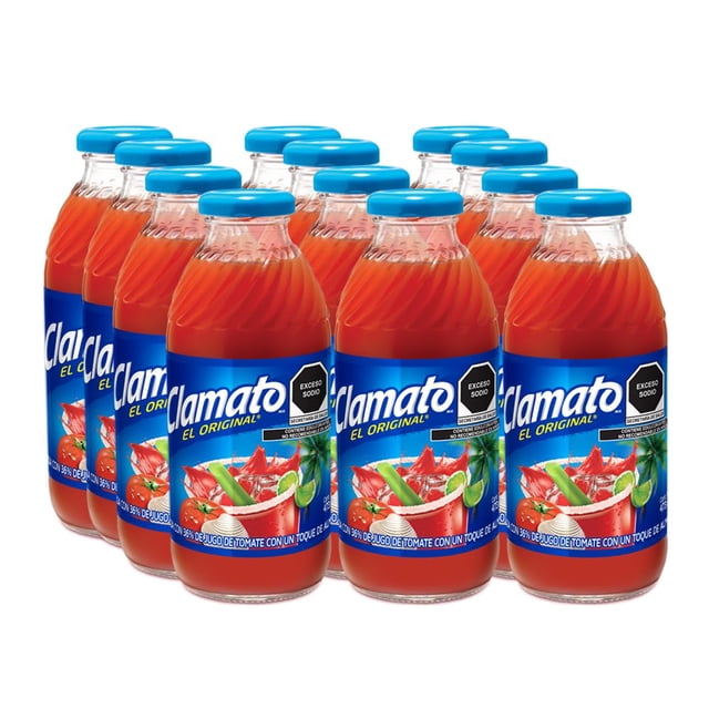 Clamato, Jugo de Tomate con Almeja 473 ml, Botella de Vidrio (12 pack)