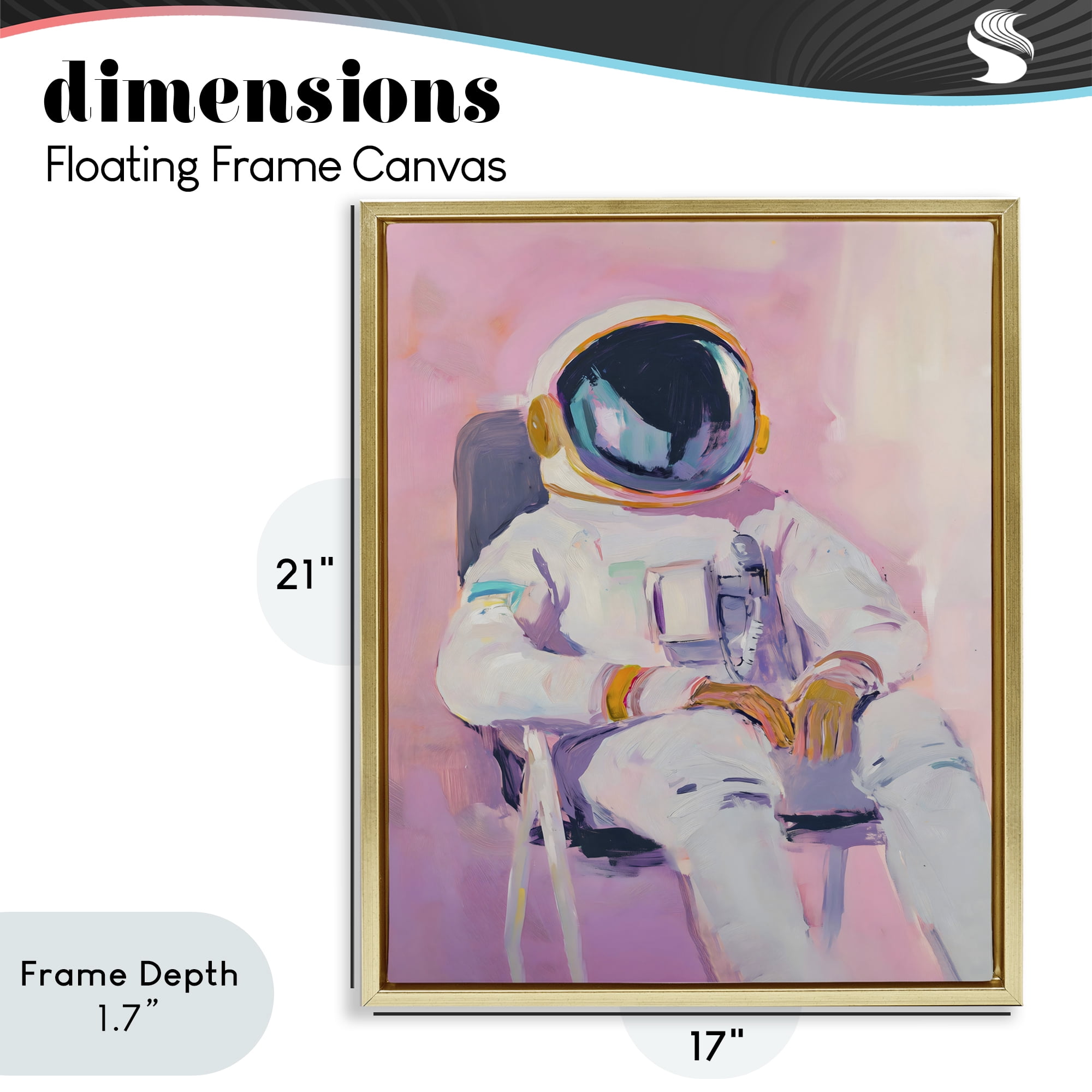 Stupell Industries Resting Astronaut on Chair Gold Framed Floater Canvas Wall Art, design by The Prints Vibe