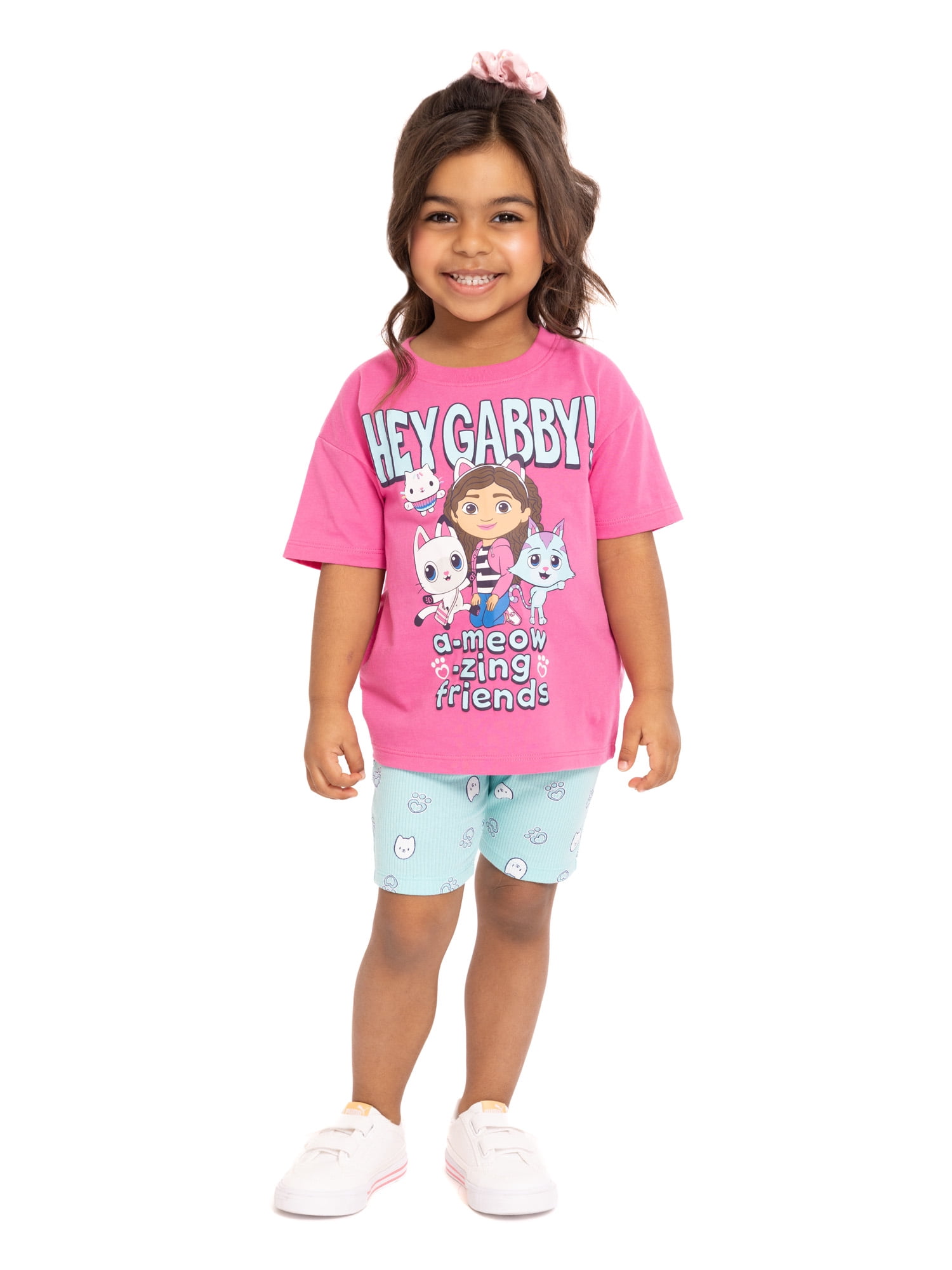 Gabby's Dollhouse Toddler Girls Graphic Tee and Biker Shorts Set, 2-Piece, Sizes 12M-5T