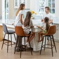 thumbnail image 2 of Homy Casa Set of 4 Swivel 26 inch Bar Stools with Footrest Upholstered Seats for Kitchen Dining Home Bar, Brown PU, 2 of 10
