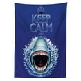 thumbnail image 3 of Ambesonne Dark Blue Tablecloth Rectangular Table Cover, Wild Shark Hunter, 60"x84", White and Blue, 3 of 4