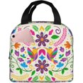thumbnail image 1 of Faty-T Colorful Mexican Flower1 Reusable Lunch Box  Lunch Bag Cooler Reusable Tote Picnic Bag Container Lunch Box For Adult Women Men, 1 of 18