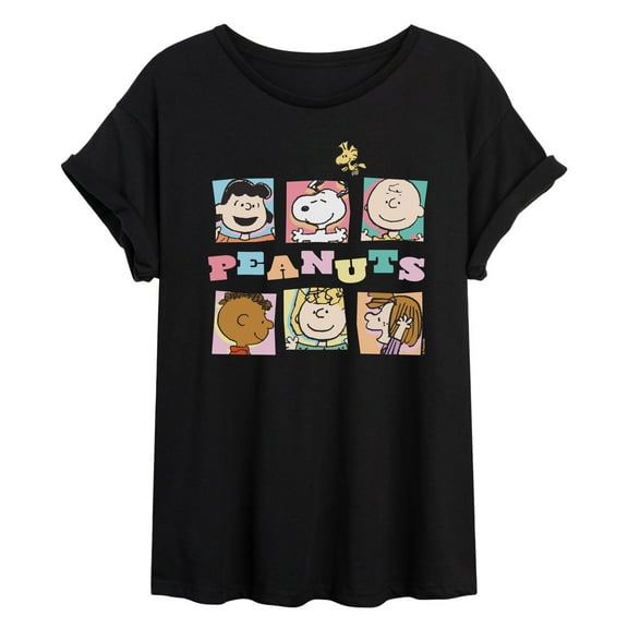 Peanuts - Character Boxes - Juniors Oversized Graphic T-Shirt