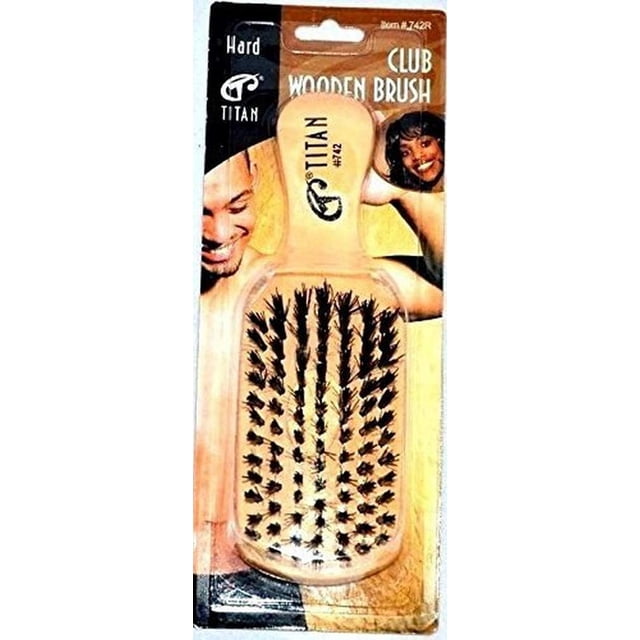 Hard Titan New Club Cepillo de pelo de cerdas de jabalí reforzado unisex de madera