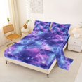 thumbnail image 2 of Manfei Celestial Nebula King Sheets,Sparkling Stars Print Bedding,Purple Pink,4-Piece,1 Flat Sheet,1 Fitted Sheet and 2 Pillowcases, 2 of 6