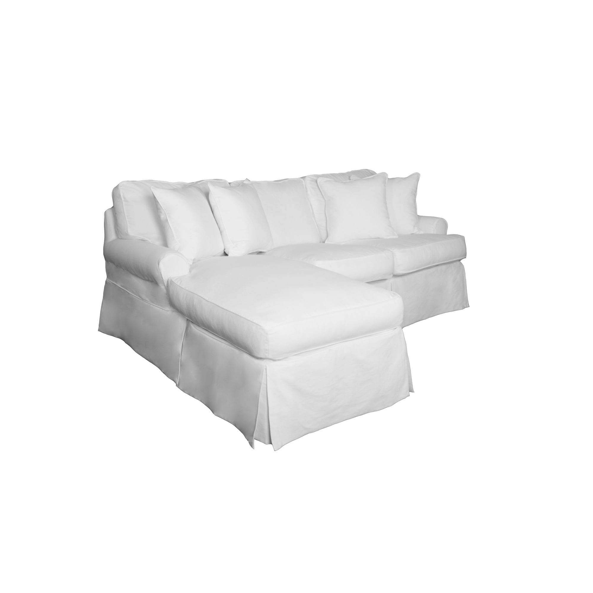 85” White Fabric Slipcover for TCushion Sectional Sofa with Chaise