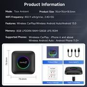 Carlinkit AI Box Android 13 - Wireless CarPlay Adapter, 8GB+128GB, Qualcomm 6225, Supports Android Auto & Google Play, Video Streaming, for Wired CarPlay Cars