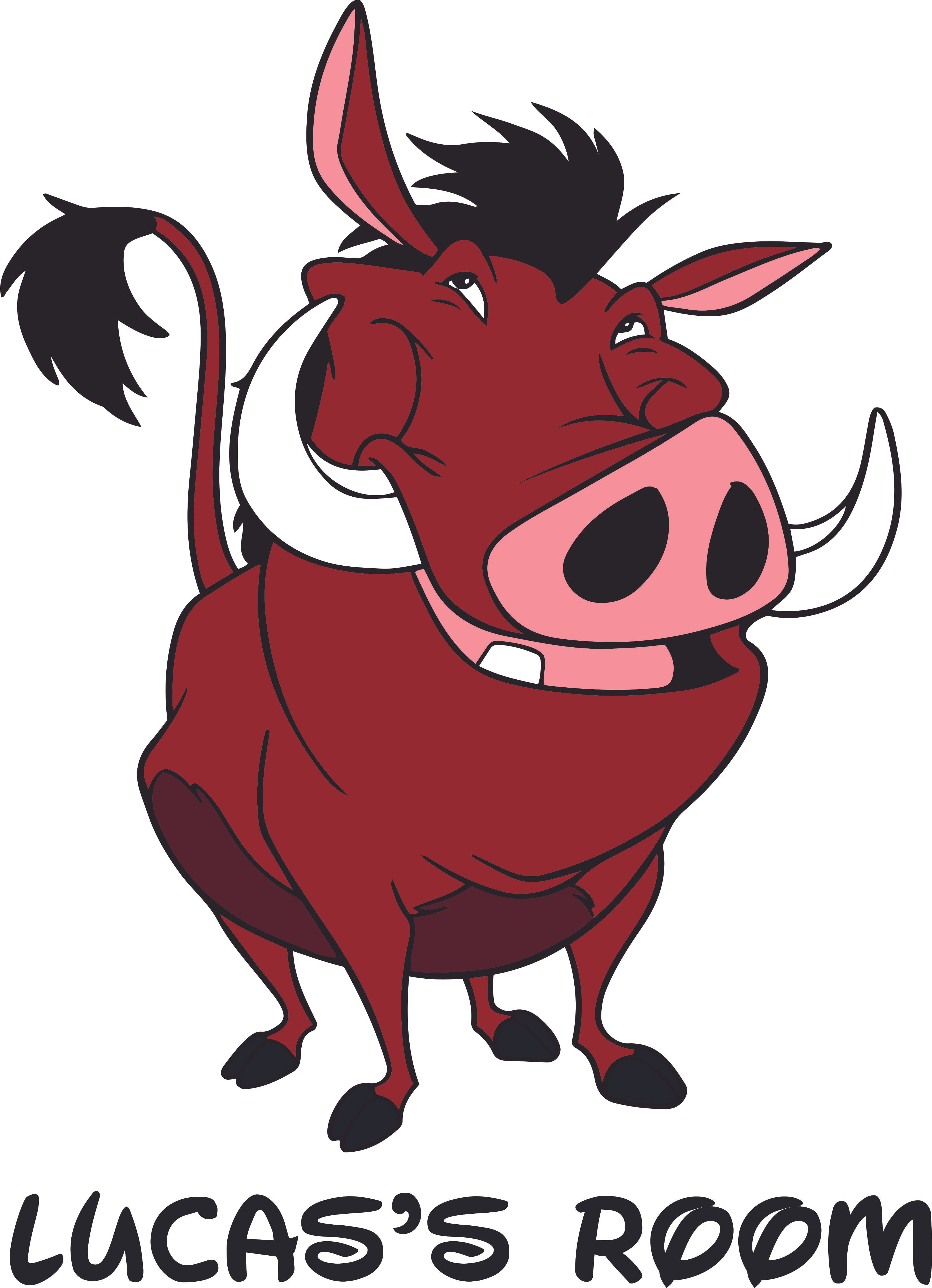 Pumbaa Lion King Boar Cartoon Customized Wall Decal Custom Vinyl Wall Art Personalized Name