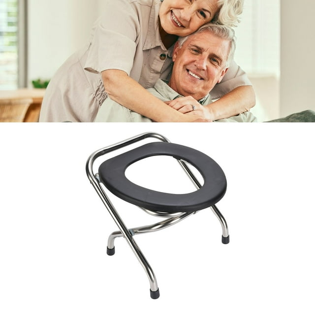 Chaise de Toilette Pliable, Chaise de Toilette Portable en Acier Inoxydable avec Base Antidérapante, Chaise de Commode Multifonctionnelle pour Adultes, pour Voyage, Camping