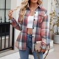 thumbnail image 5 of Qepwscx Casual Womens Long Sleeve Button Up Tops Cottons Collar Neck Shirts Going Out Tops Plaid Print T-Shirts Blouses Loose Fits Fall Sweatshirt Basic Tees for Women, 5 of 7