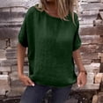 thumbnail image 2 of CIENVNSTG Linen Shirts for Women Loose Fit Crew Neck Short Sleeve Tops Plus Size Lightweight Pullover Top Casual Dressy Blouse XL, 2 of 4