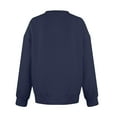 thumbnail image 4 of Stamzod Solid Color Crewneck Sweatshirts Women Long Sleeve Off Shoulder Pullover Tops Casual Classic Womens Sweatshirt Dark Blue C L, 4 of 5