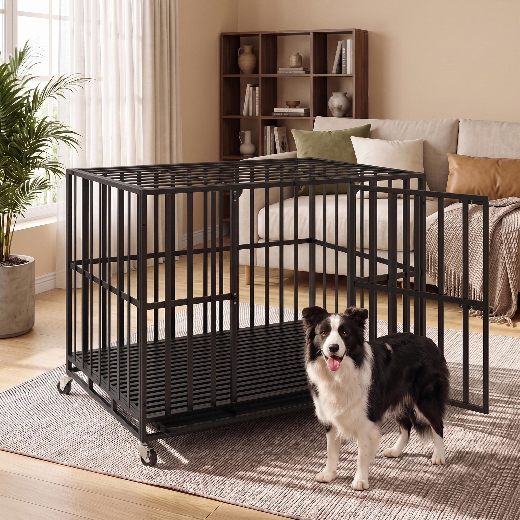 Waleaf 48-Inch Heavy Duty Steel Dog Crate with Double Doors photo 2