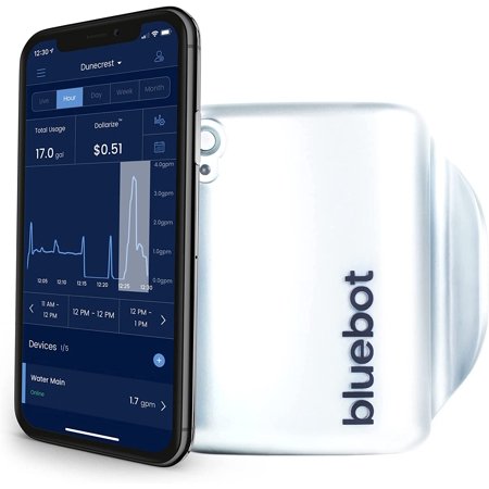 Bluebot Universal Smart Home Water Meter & iOS App for Leak Detection  Live Water Usage Tracking and Alerting. Sub Meter from One Account. Install in Minutes  No Plumbing or Subscription Required