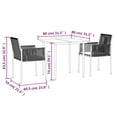 thumbnail image 4 of vidaXL 3 Piece Garden Dining Set with Cushions Black Poly Rattan and Steel, 4 of 5