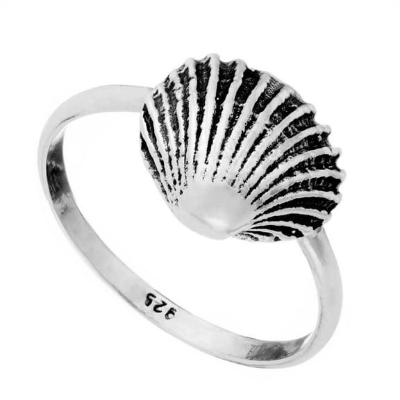 81stgeneration Women's 925 Sterling Silver Thin Band Seashell Shell Stackable Ring